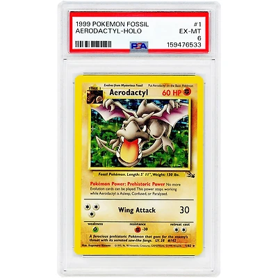 Aerodactyl 1999 Pokemon Fossil Holo Rare #1 PSA Authenticated 6 Card