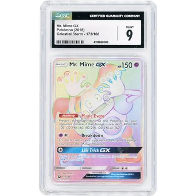 Mr. Mime GX 2018 Pokemon Celestial Storm Secret Rare #173 CGC Authenticated 9 Card