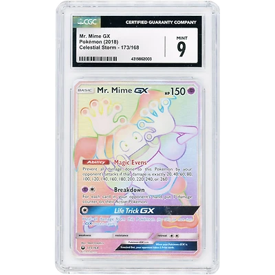 Mr. Mime GX 2018 Pokemon Celestial Storm Secret Rare #173 CGC Authenticated 9 Card