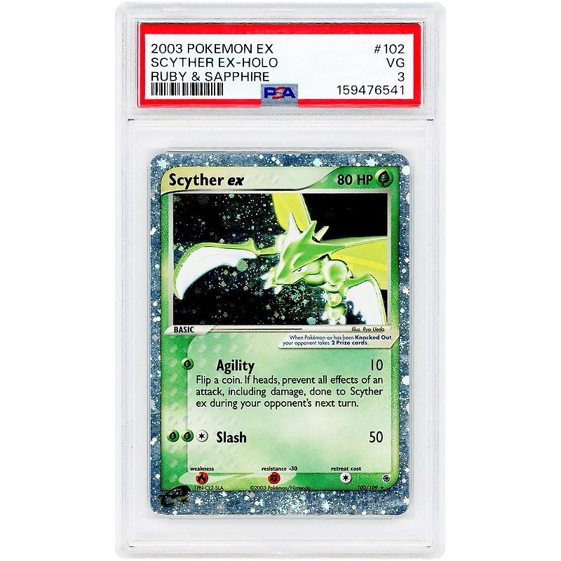 Scyther EX 2003 Pokemon EX Ruby & Sapphire Holo Rare #102 PSA Authenticated 3 Card
