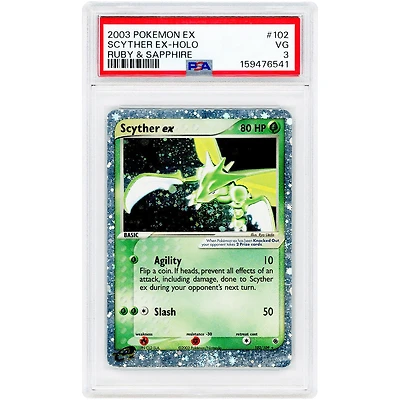 Scyther EX 2003 Pokemon EX Ruby & Sapphire Holo Rare #102 PSA Authenticated 3 Card