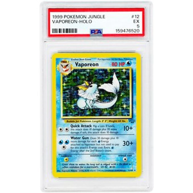 Vaporeon 1999 Pokemon Jungle Holo Rare #12 PSA Authenticated 5 Card