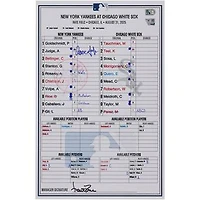Aaron Judge New York Yankees Autographed Game-Used Lineup Card vs. Chicago White Sox on August 31, 2025