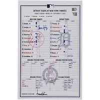 Aaron Judge New York Yankees Autographed Game-Used Lineup Card vs. Detroit Tigers on September 11, 2025