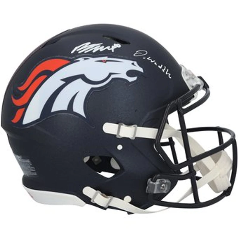 Jaylen Waddle & Bo Nix Denver Broncos Autographed Riddell Speed Authentic Helmet