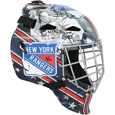Henrik Lundqvist New York Rangers Autographed Replica Goalie Mask with "NYR Record 459W-64SO" Inscription - Limited Edition of 10