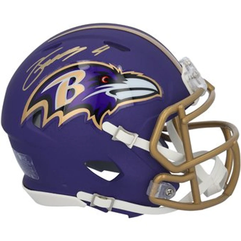 Zay Flowers Baltimore Ravens Autographed Riddell 2026 Alternate #1 Purple Speed Mini Helmet