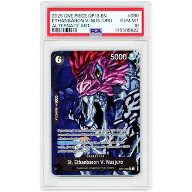 St. Ethanbaron V. Nusjuro 2025 One Piece Carrying On His Will Alternate Art #OP13-080 PSA Authenticated 10 Card