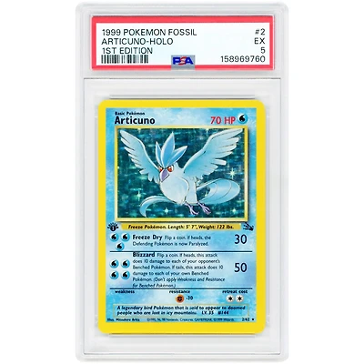 Articuno 1999 Pokemon Fossil 1st Edition Holo Rare #2 PSA Authenticated 5 Card