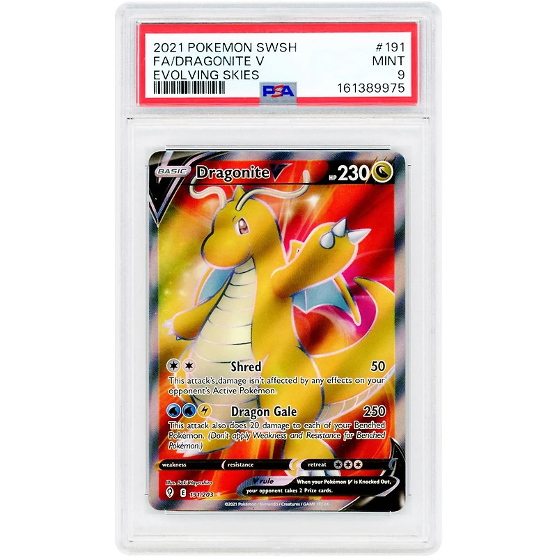 Dragonite V 2021 Pokemon Evolving Skies Ultra Rare #191 PSA Authenticated 9 Card