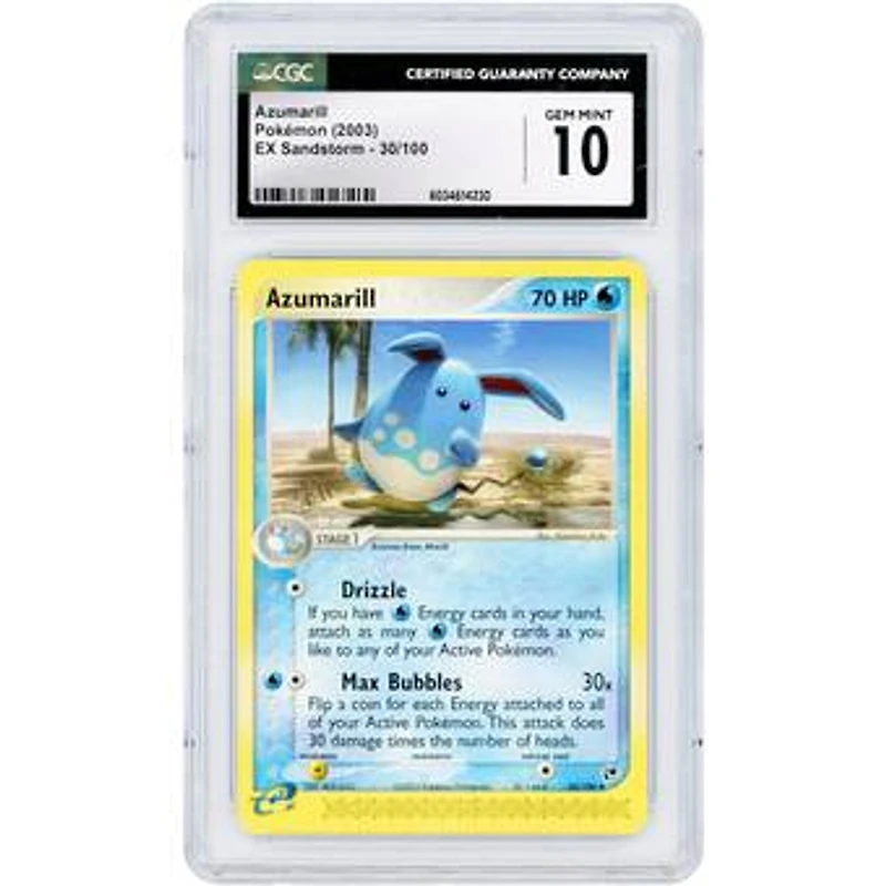 Azumarill 2003 Pokemon EX Sandstorm Uncommon #30 CGC Authenticated 10 Card