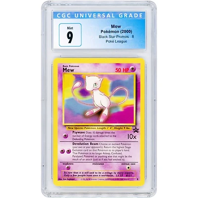 Mew 2000 Pokemon League Black Star Promo #8 CGC Authenticated 9 Card