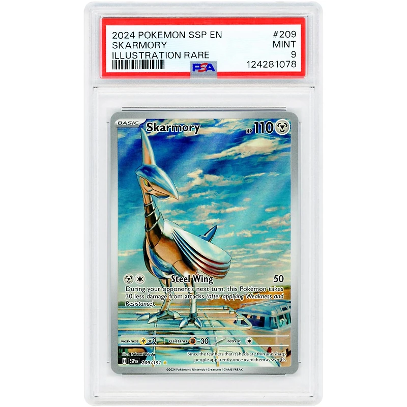 Skarmory 2024 Pokemon Surging Sparks Illustration Rare #209 PSA Authenticated 9 Card