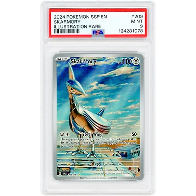 Skarmory 2024 Pokemon Surging Sparks Illustration Rare #209 PSA Authenticated 9 Card