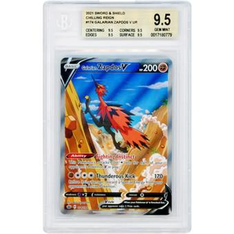 Galarian Zapdos V 2021 Pokemon Chilling Reign Ultra Rare #174 BGS Authenticated 9.5 Card