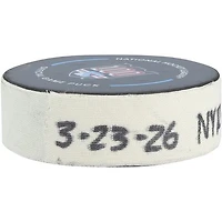 Conor Sheary New York Rangers Game-Used Goal Puck from March 23, 2026 vs. Ottawa Senators