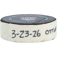 Shane Pinto Ottawa Senators Game-Used Goal Puck from March 23, 2026 vs. New York Rangers