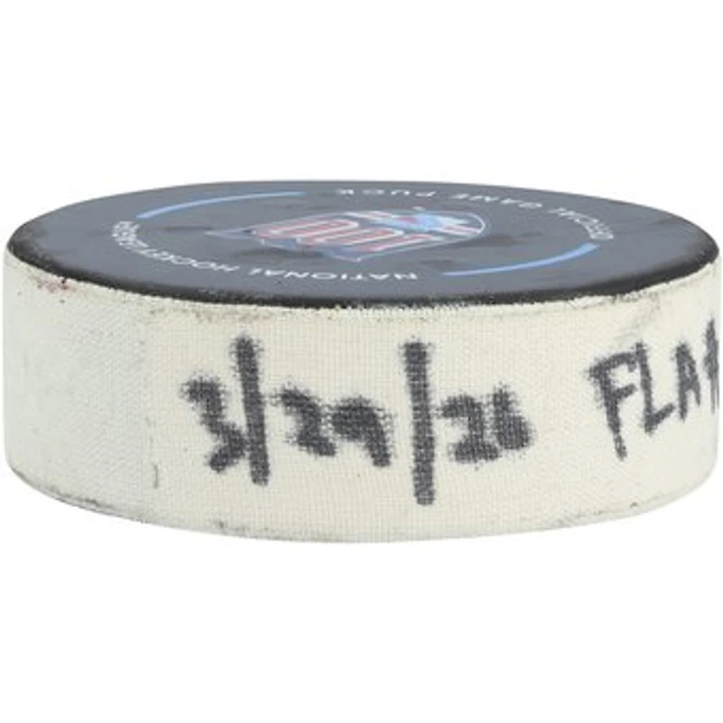 Mackie Samoskevich Florida Panthers Game-Used Goal Puck from March 29, 2026 vs. New York Rangers