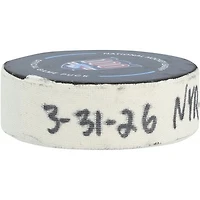 Conor Sheary New York Rangers Game-Used Goal Puck from March 31, 2026 vs. New Jersey Devils