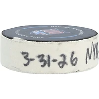 Conor Sheary New York Rangers Game-Used Goal Puck from March 31, 2026 vs. New Jersey Devils