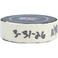 J.T. Miller New York Rangers Game-Used Goal Puck from March 31, 2026 vs. New Jersey Devils