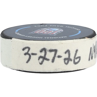 Alexis Lafreniere New York Rangers Game-Used Goal Puck from March 27, 2026 vs. Chicago Blackhawks