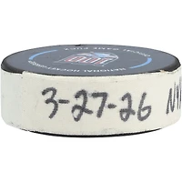 Alexis Lafreniere New York Rangers Game-Used Goal Puck from March 27, 2026 vs. Chicago Blackhawks