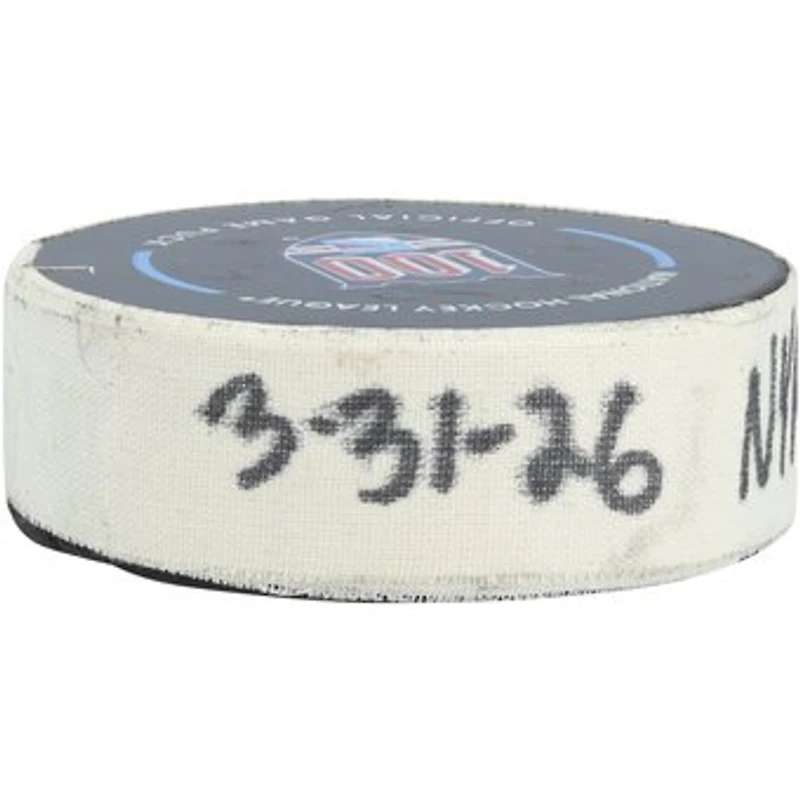 Mika Zibanejad New York Rangers Game-Used Goal Puck from March 31, 2026 vs. New Jersey Devils