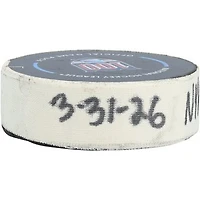 Mika Zibanejad New York Rangers Game-Used Goal Puck from March 31, 2026 vs. New Jersey Devils