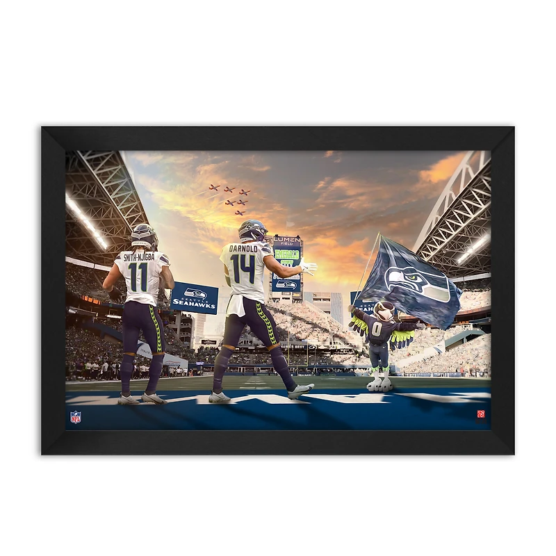 Seattle Seahawks Jaxon Smith-Njigba & Sam Darnold 27" x 39" Two-Player Framed Print
