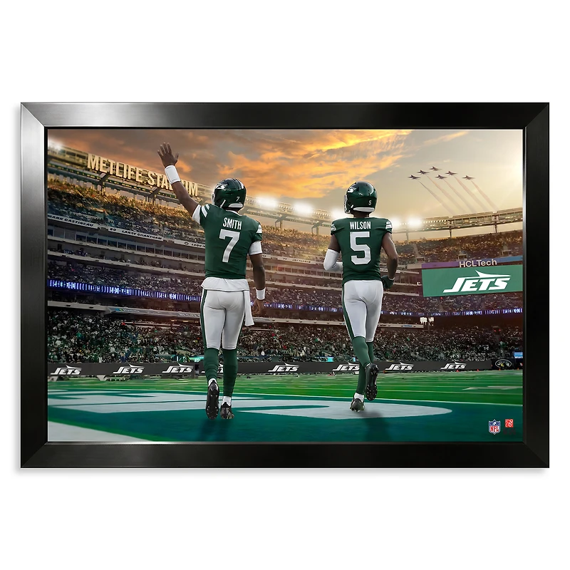 New York Jets Garrett Wilson & Geno Smith 27" x 39" Two-Player Framed Print