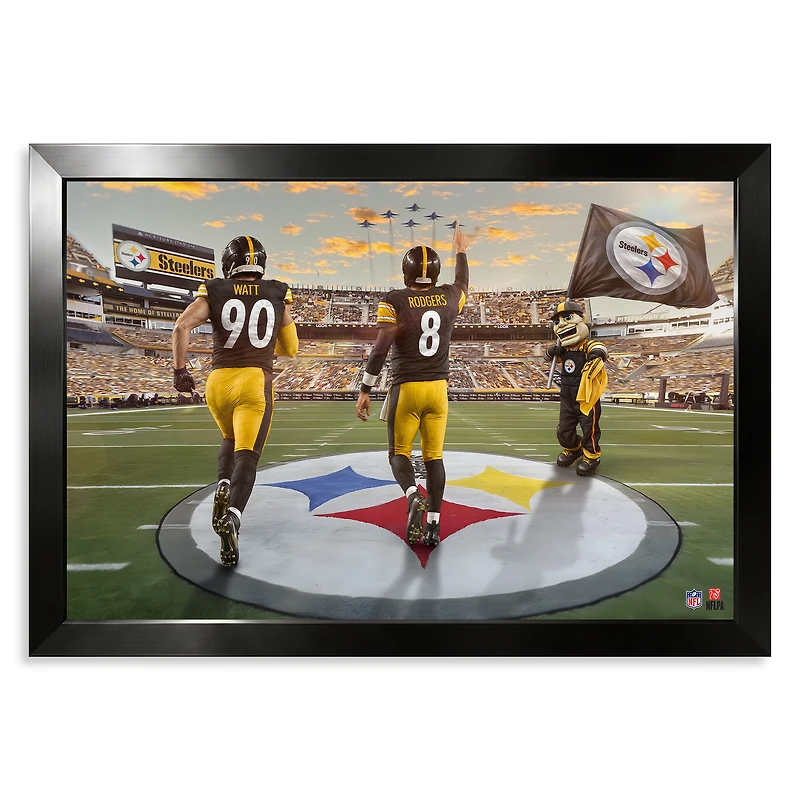 Pittsburgh Steelers Aaron Rodgers & T.J. Watt 27" x 39" Two-Player Framed Print