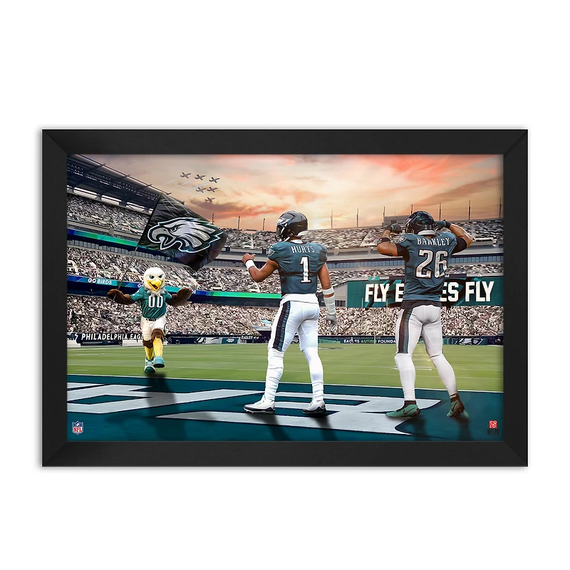 Philadelphia Eagles Jalen Hurts & Saquon Barkley 27" x 39" Two-Player Framed Print