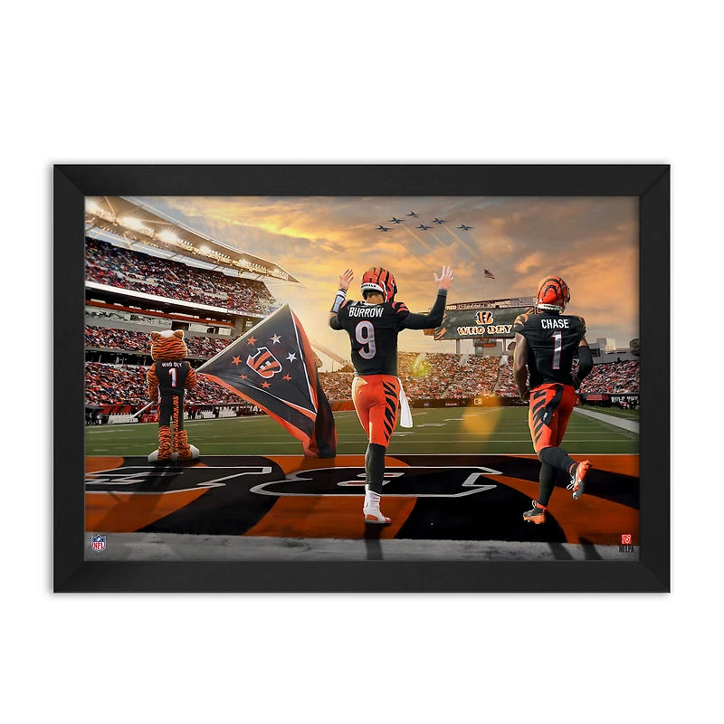 Cincinnati Bengals Joe Burrow & Ja'Marr Chase 14" x 20" Two-Player Framed Print
