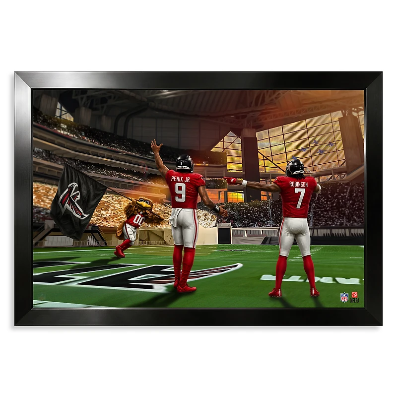 Atlanta Falcons Bijan Robinson & Michael Penix Jr. 14" x 20" Two-Player Framed Print
