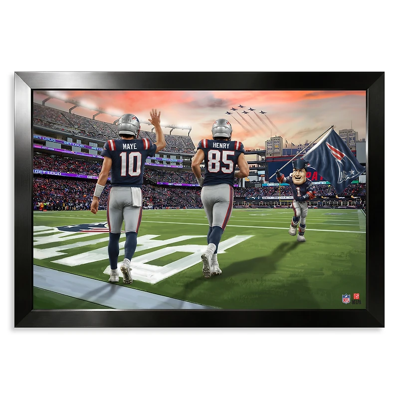 New England Patriots Drake Maye & Hunter Henry 14" x 20" Two-Player Framed Print
