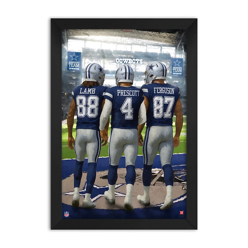 Dallas Cowboys CeeDee Lamb, Dak Prescott & Jake Ferguson 27" x 39" Three-Player Framed Print