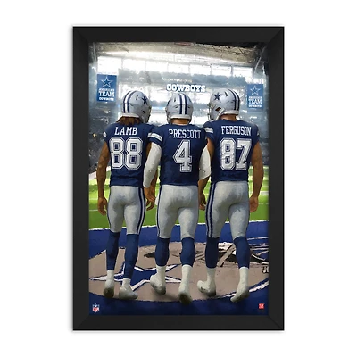 Dallas Cowboys CeeDee Lamb, Dak Prescott & Jake Ferguson 27" x 39" Three-Player Framed Print