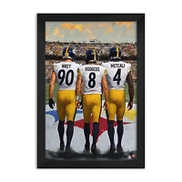 Pittsburgh Steelers T.J. Watt, Aaron Rodgers & DK Metcalf 27" x 39" Three-Player Framed Print