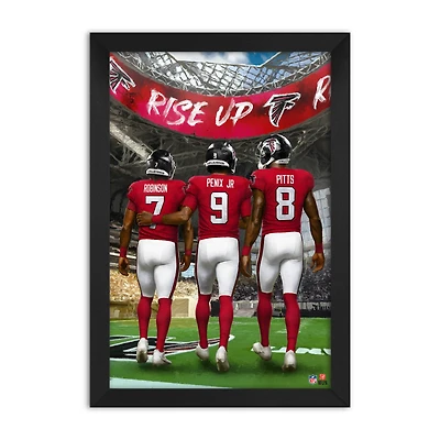 Atlanta Falcons Bijan Robinson, Michael Penix Jr. & Kyle Pitts 14" x 20" Three-Player Framed Print