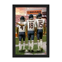 Chicago Bears D'Andre Swift, Rome Odunze & Caleb Williams 14" x 20" Three-Player Framed Print