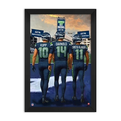 Seattle Seahawks Jaxon Smith-Njigba, Cooper Kupp & Sam Darnold 14" x 20" Three-Player Framed Print