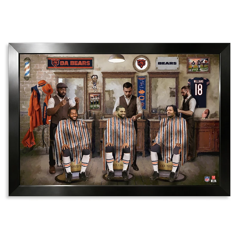 Chicago Bears Rome Odunze, D'Andre Swift & Caleb Williams 27" x 39" Barbershop Framed Print