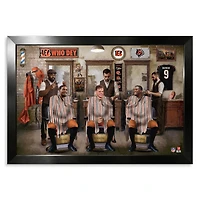 Cincinnati Bengals Joe Burrow, Tee Higgins & Ja'Marr Chase 27" x 39" Barbershop Framed Print