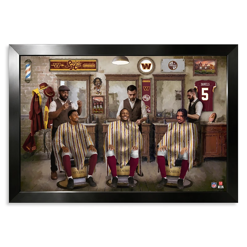 Washington Commanders Sonny Styles, Terry McLaurin & Jayden Daniels 27" x 39" Barbershop Framed Print