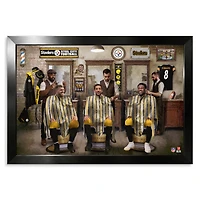 Pittsburgh Steelers T.J. Watt, Aaron Rodgers & DK Metcalf 27" x 39" Barbershop Framed Print