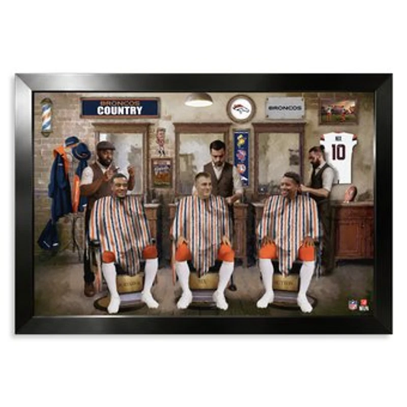 Denver Broncos Pat Surtain II, Bo Nix & Courtland Sutton 14" x 20" Barbershop Framed Print