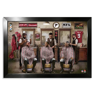 Atlanta Falcons Kyle Pitts, Michael Penix Jr. & Bijan Robinson 14" x 20" Barbershop Framed Print