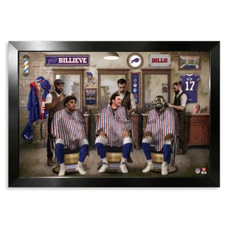 Buffalo Bills Keon Coleman, Josh Allen & James Cook 14" x 20" Barbershop Framed Print