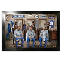 Detroit Lions Aidan Hutchinson, Jared Goff & Amon-Ra St. Brown 14" x 20" Barbershop Framed Print